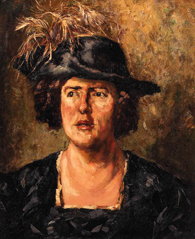 Portrait Of An Elegant Lady Wearing Feathered Hat — Vilhelm De Zvart