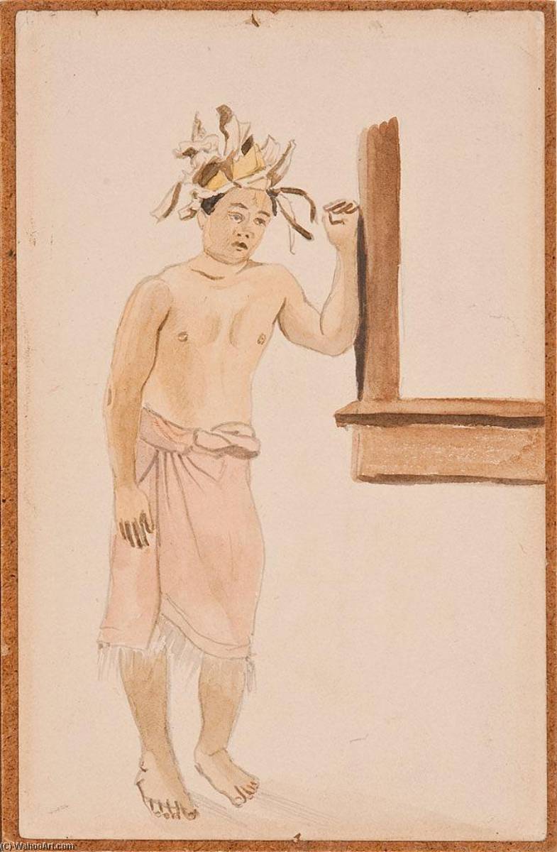 Male Figure Native Leaning Against A Wall — Louis Michel Eilshemius