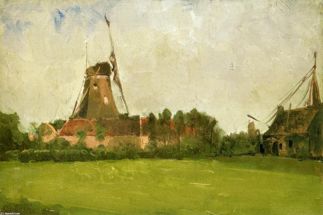 Windmill In The Dutch Countryside — John Henry Twachtman