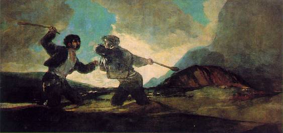 Fight With Cudgels, Oil On Plaster Transferred — Francisco José De Goya Y Lucientes