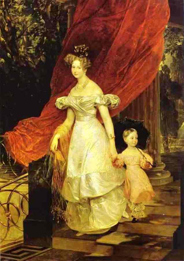 Portrait Of Grand Duchess Elena Pavlovna And Her Daughter Maria — カール・ブリュロフ