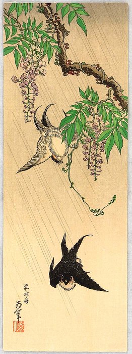 Two Birds And Wisteria — Katsushika Hokusai