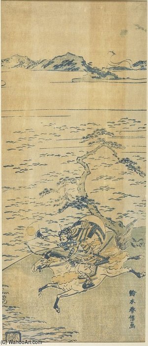 Mounted Warrior Of The Genji Clan Galloping Toward The Shore — Suzuki Harunobu