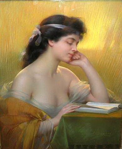 Portrait Of An Elegant Lady Reading — Delphin Enjolras