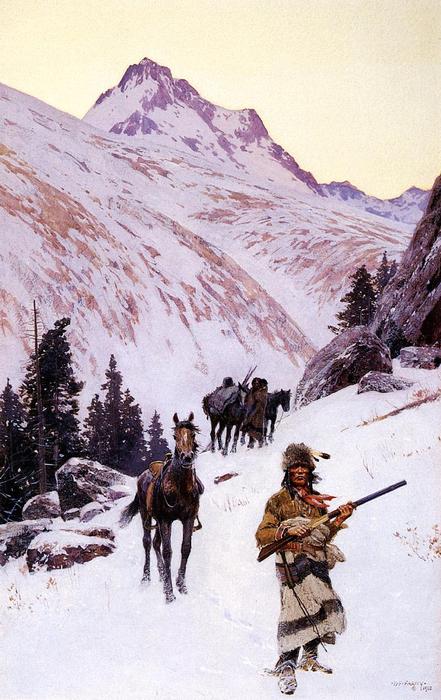 Indian Family - Winter Move — Henry F Farny