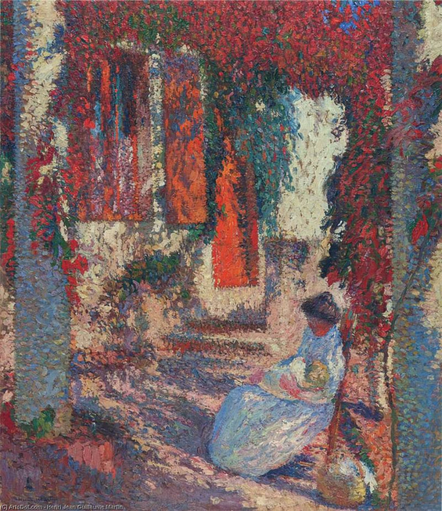 Mother And Child In The Garden — Henri Jean Guillaume Martin