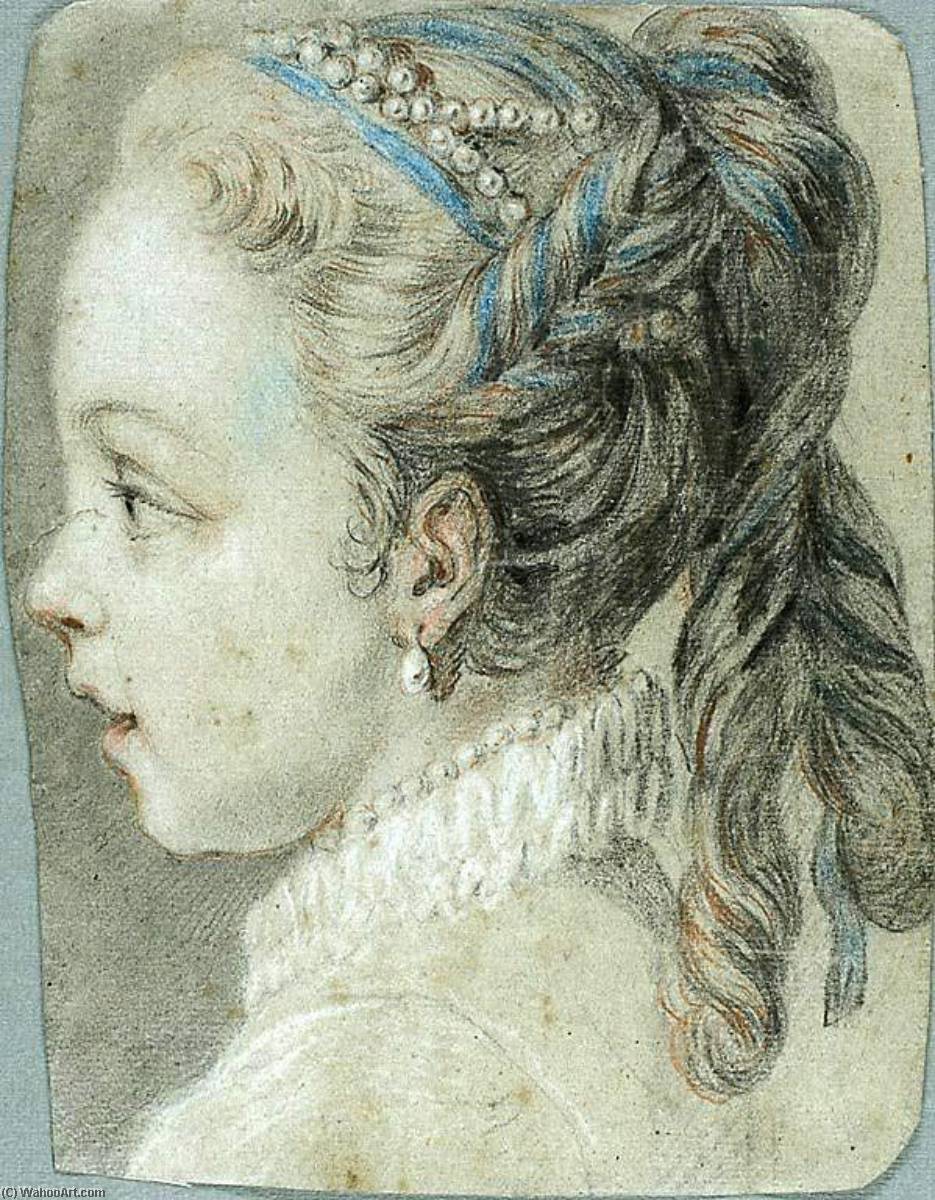 Head Of A Young Girl Facing To The Left — Charles-andré Van Loo