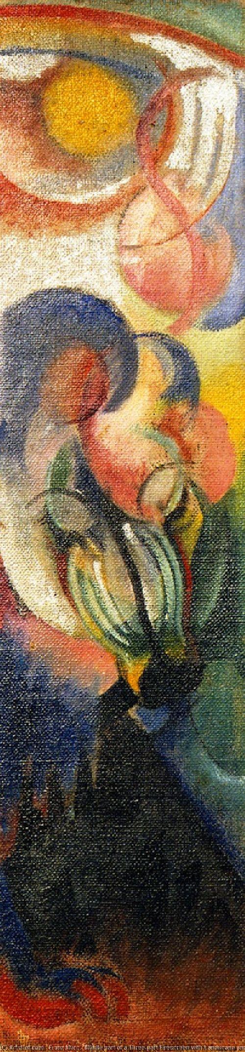 Middle Part Of A Three-part Firescreen With Landscape And Animal Like Elements — Franz Marc