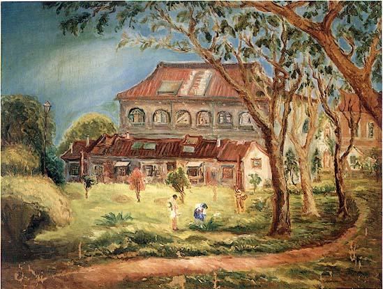 English Student Dorm Of Changrong Girls' High School Chen Cheng Po 1941 Canvas Oil Painting 91×116.5 Cm 中文 長榮女中學生宿舍 陳澄波 1941 畫布‧油彩 91×116.5 Cm。 — Chen Cheng Po