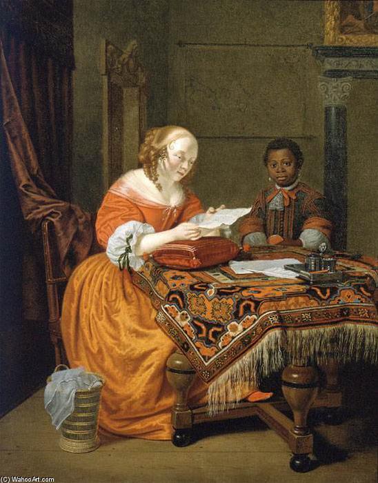 A Young Girl At A Table — Michiel Van Musscher