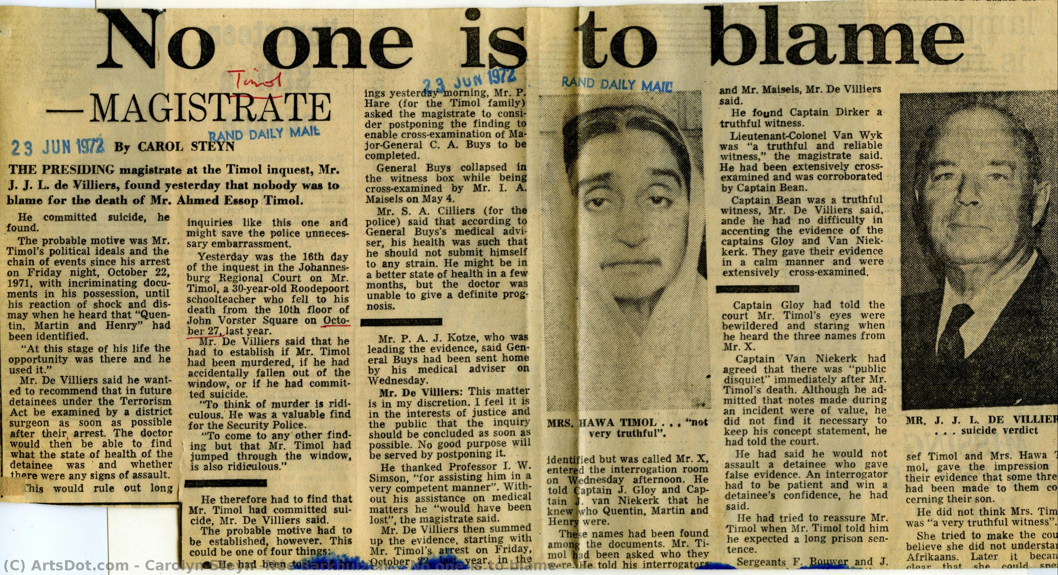 No One Is To Blame — Carolyn Steyn (née Barkhuizen)