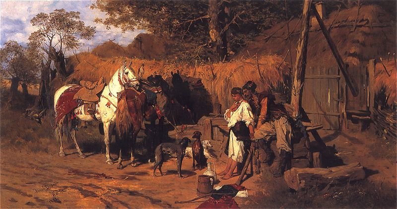 Cossack And A Girl At The Well — Josef Von Brandt