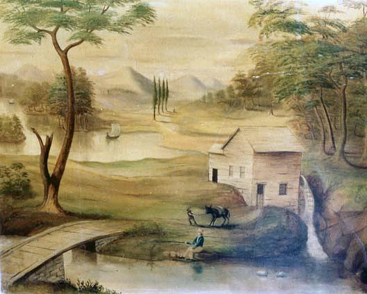 Pastoral Scene With Mill, (painting) — Joseph H Hidley