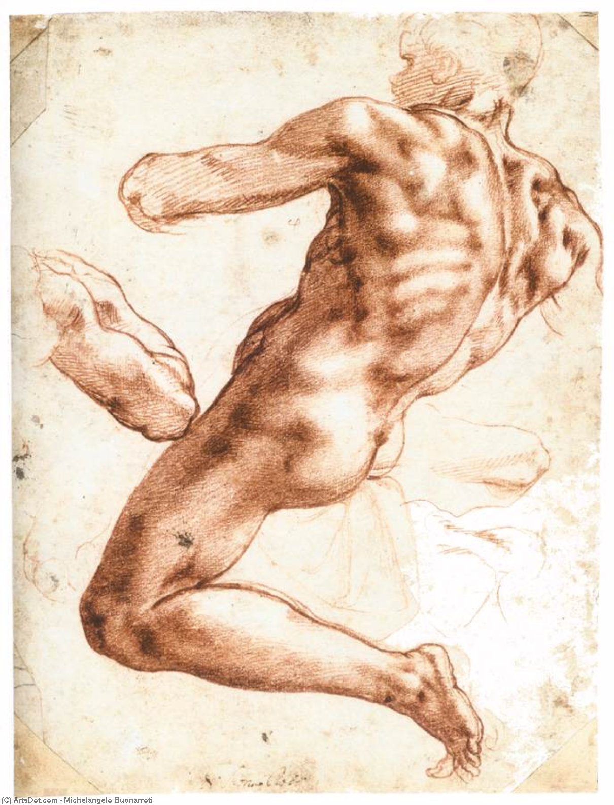 Sentada Figura Masculina Desnuda (recto) — Miguel Ángel
