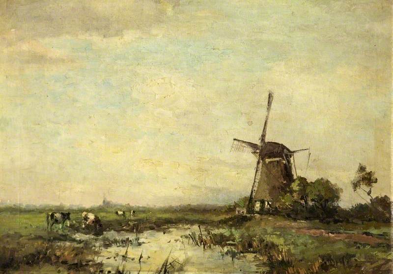 Windmill And A Pond — Jan Van Der Linde