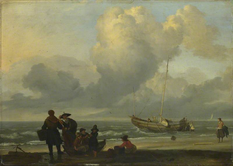 A Beach Scene With Fishermen — Ludolf Backhuysen I