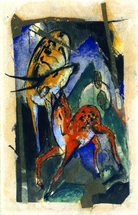 Ibexes (also Known As Red Deer And Yellow Antelope) — Franz Marc