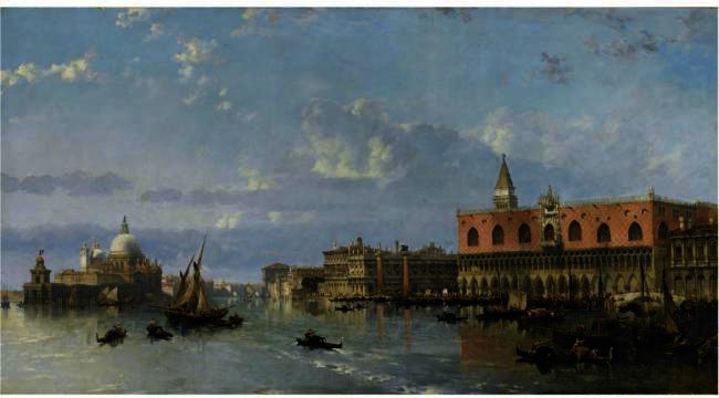 View Of The Doge's Palace And The Piazzetta, Venice, With Santa Maria Della Salute To The Left — David Roberts