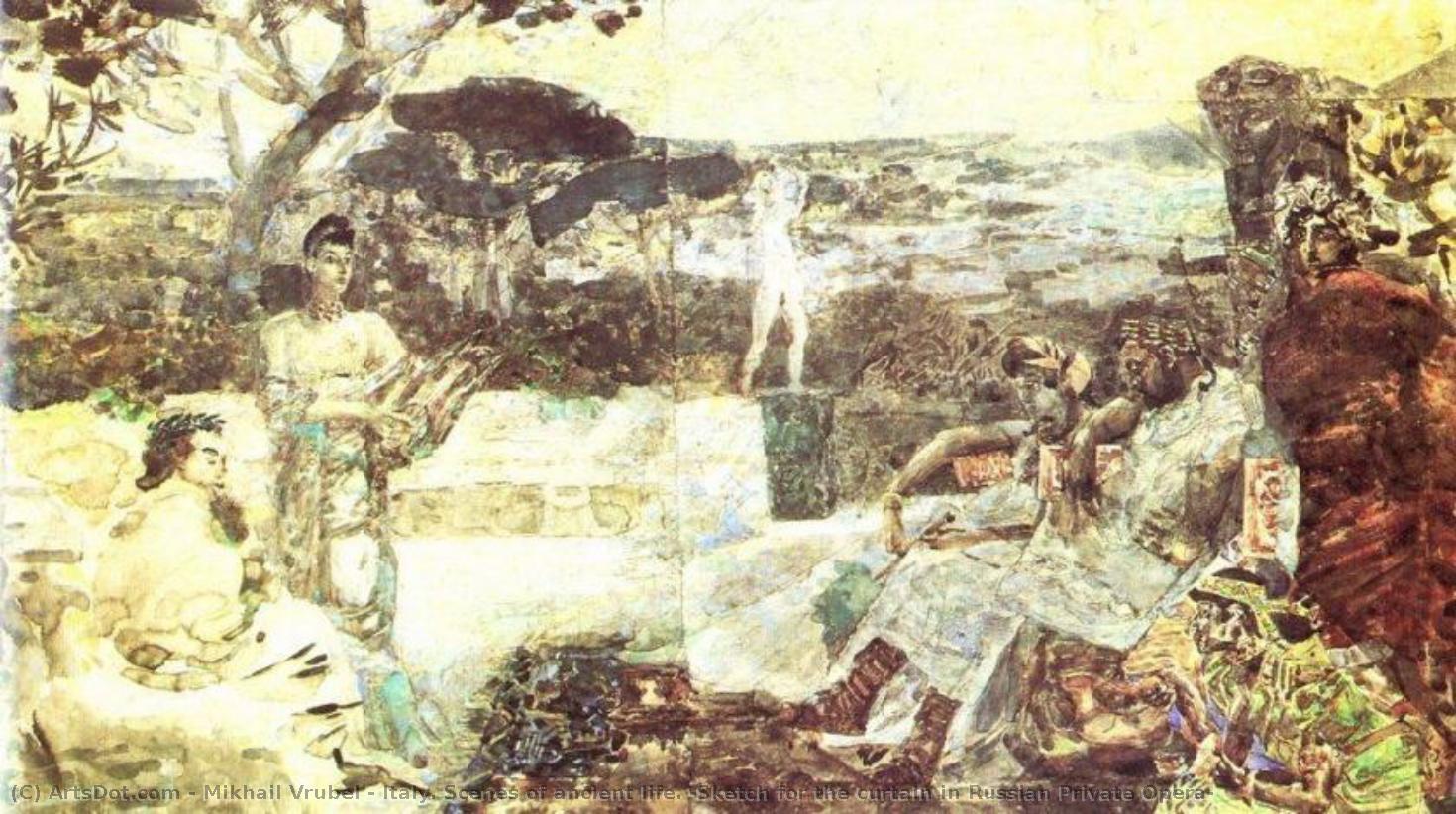 Italy. Scenes Of Ancient Life. (sketch For The Curtain In Russian Private Opera) — Mikhail Vrubel