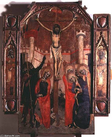 The Crucifixion, Upper Section Of The Central Panel Of The Great Altarpiece Of Almudaina — Ferrer Bassa