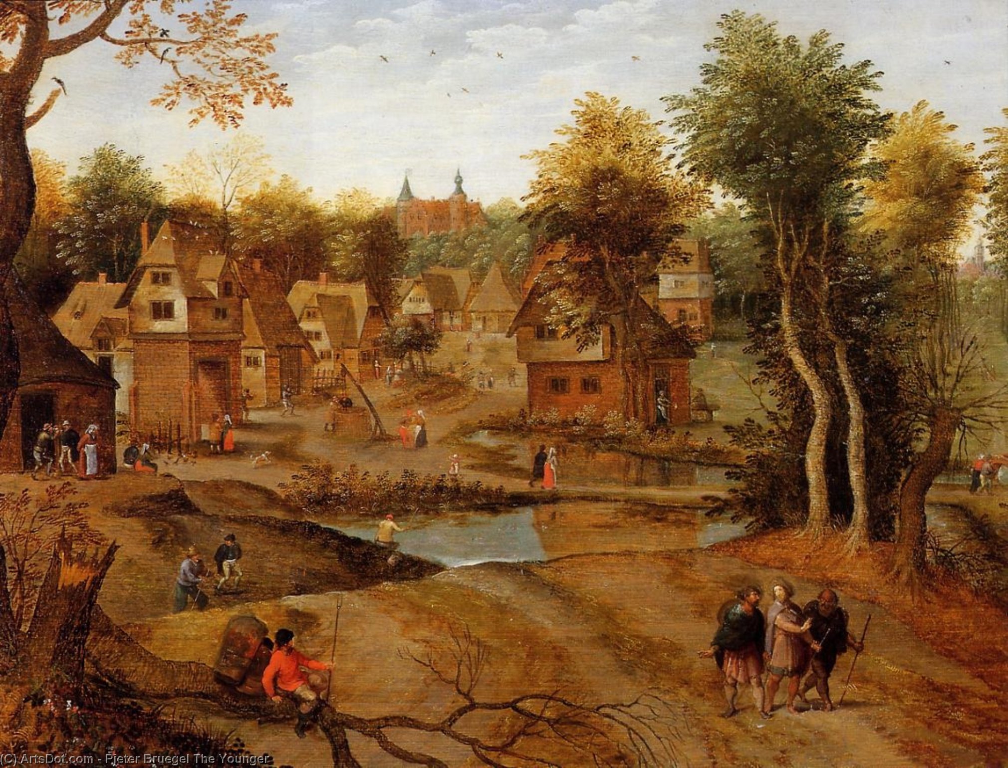 Village Landscape With Ammaus Pilgrims — Pieter Bruegel Der Jüngere