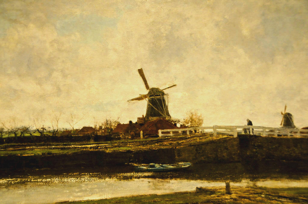 View Of The Mill And Bridge At The Noordwest Buitensingel In The Hague — Jacob Henricus Maris