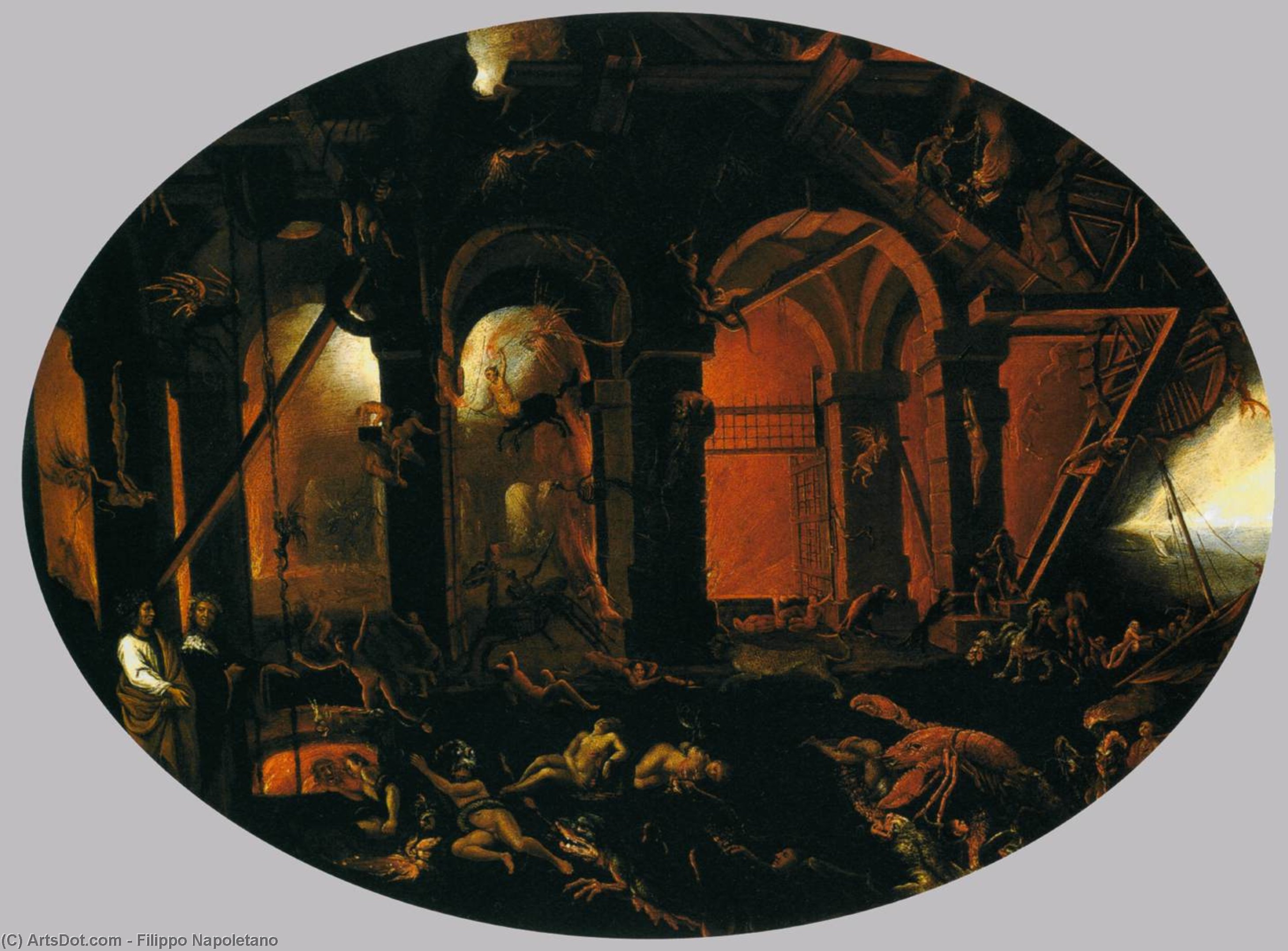 Dante And Virgil In The Underworld — Filippo Napoletano