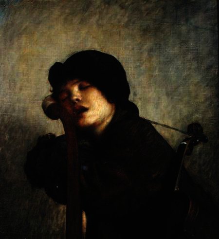 The Little Violinist Sleeping — Ernest Hébert (antoine Auguste Ernest Hebert)