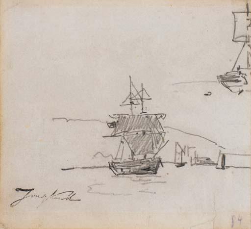 Un Bateau Deux Mats Dans Une Rade, Étude Subsidiaire De Bateau — Johan Barthold Jongkind