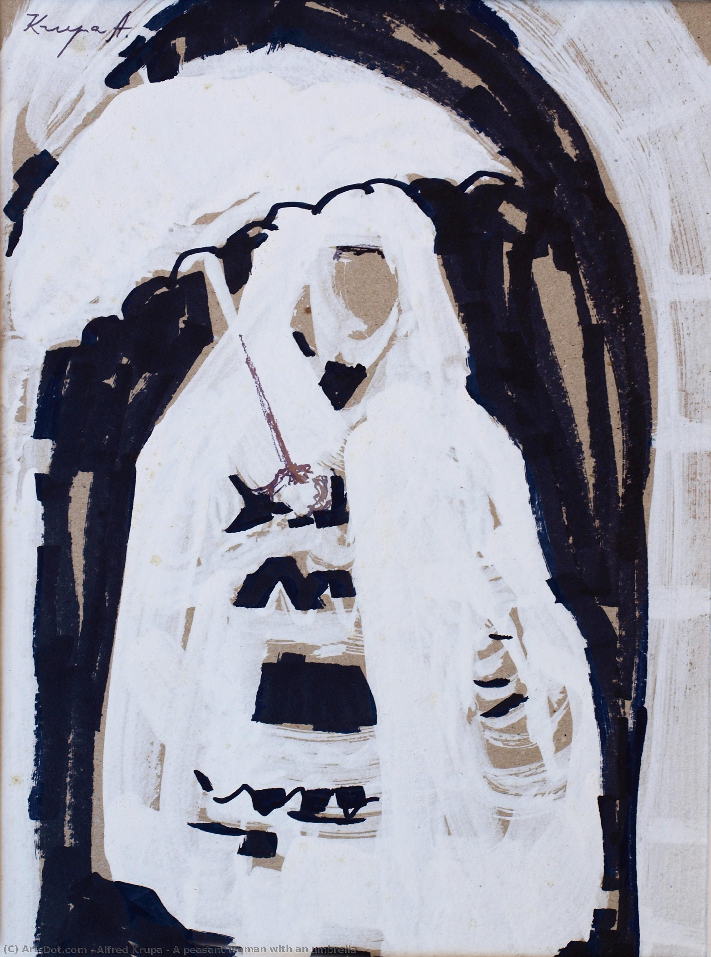 A Peasant Woman With An Umbrella — Alfred Joseph Krūppa