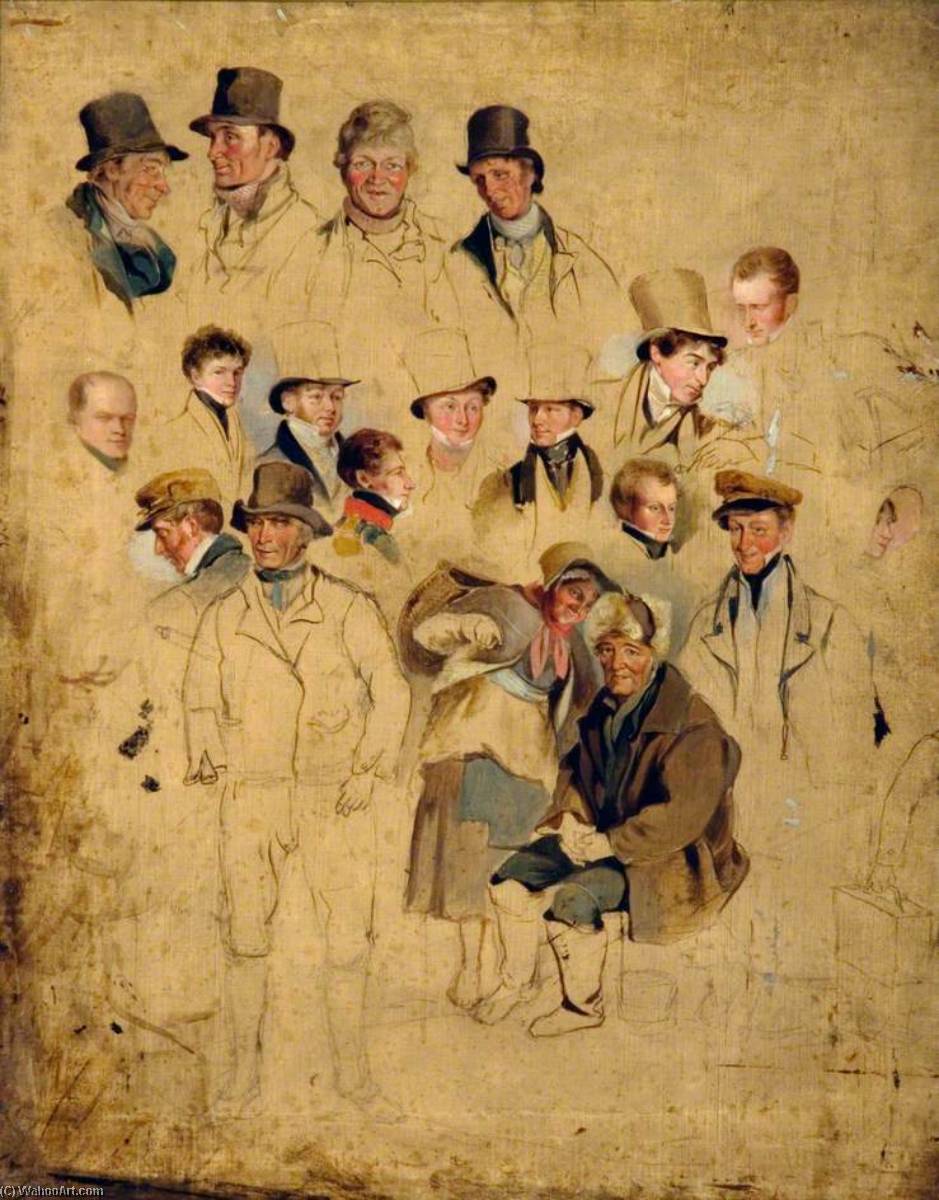Caricatures From 'the Cullercoats Party' — Henry Perlee Parker