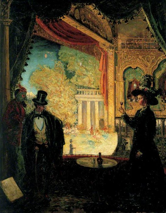 A Performance Seen From A Box In Which Three Figures Are Standing — James Dickson Innes