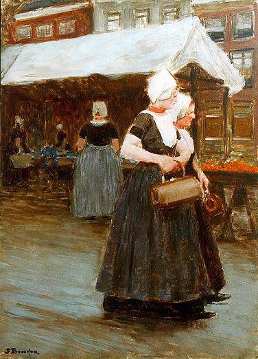 Femmes De Middelbourg (titre Inscrit) Au Marché De Middelboug (titre Ancien Cartel) — Joseph-félix Bouchor