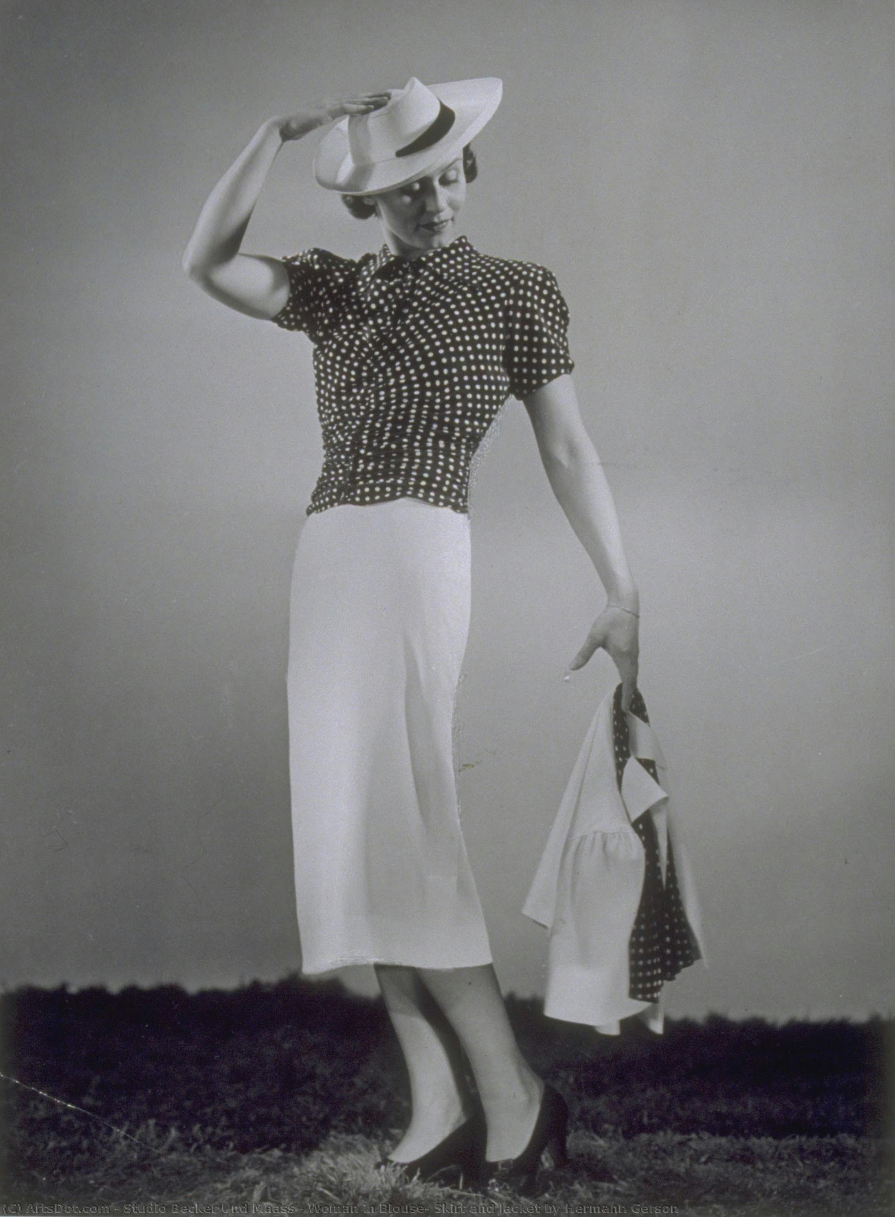 Woman In Blouse, Skirt And Jacket By Hermann Gerson — Studio Becker Und Maass