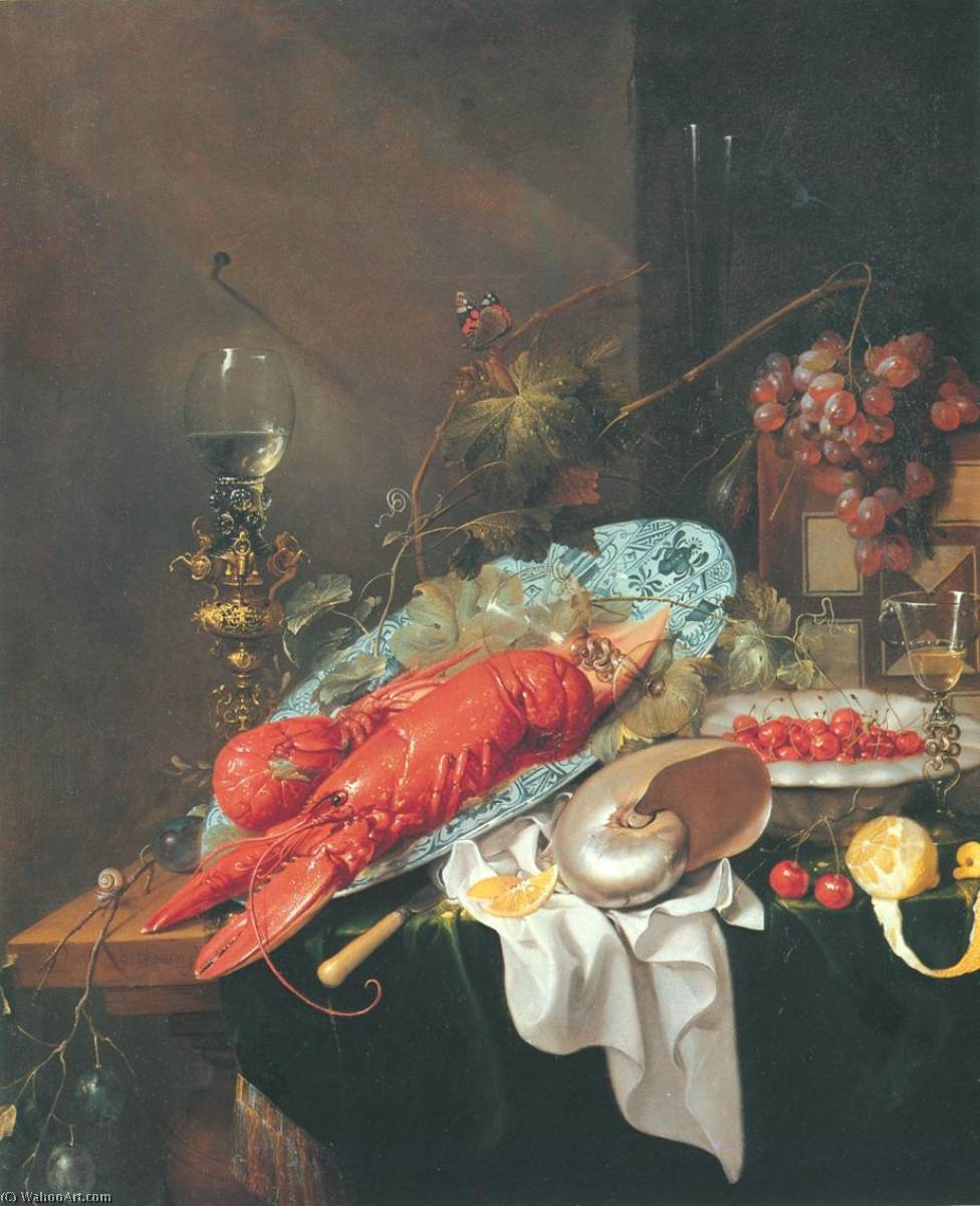 Nature Morte Aux Deux Homards, Au Nautile Et Aux Fruits — Cornelis Jansz De Heem