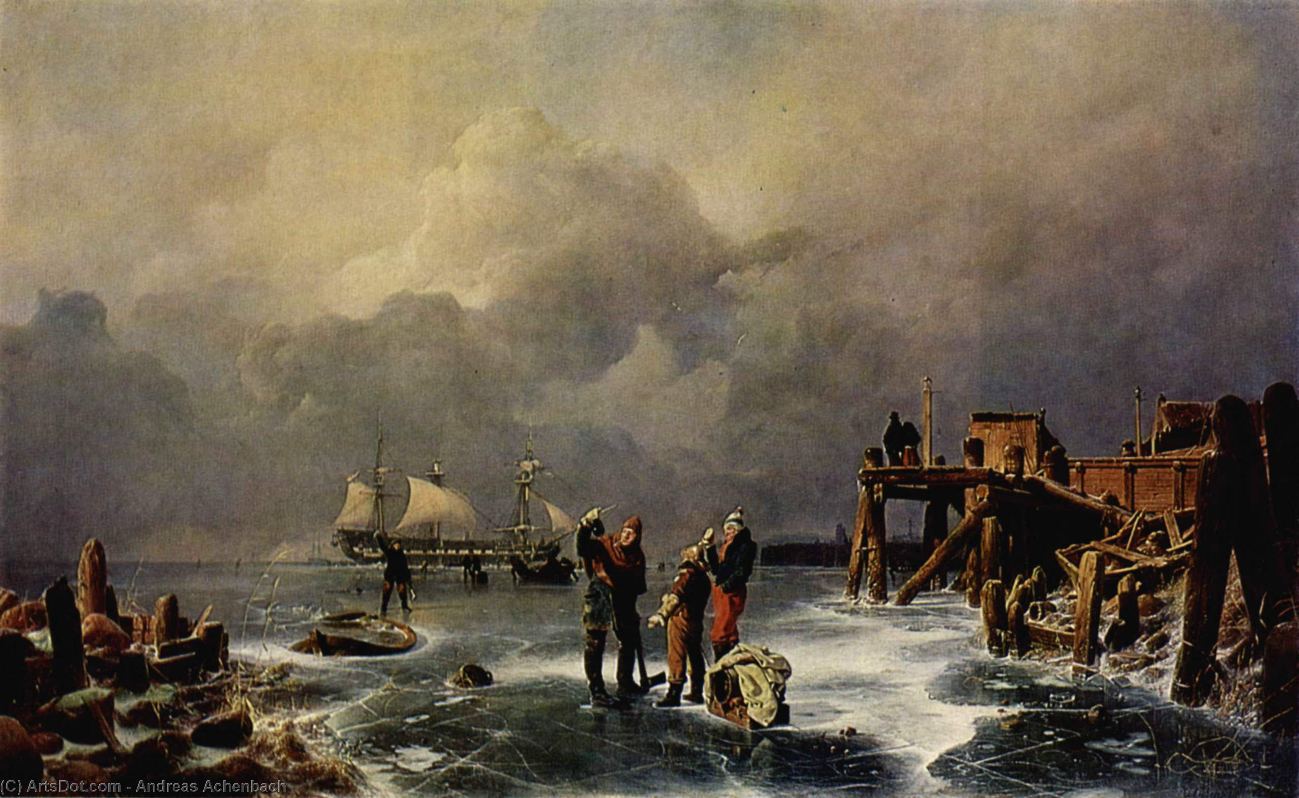 Ufer Des Zugefrorenen Meeres (winterlandschaft) — Andreas Achenbach