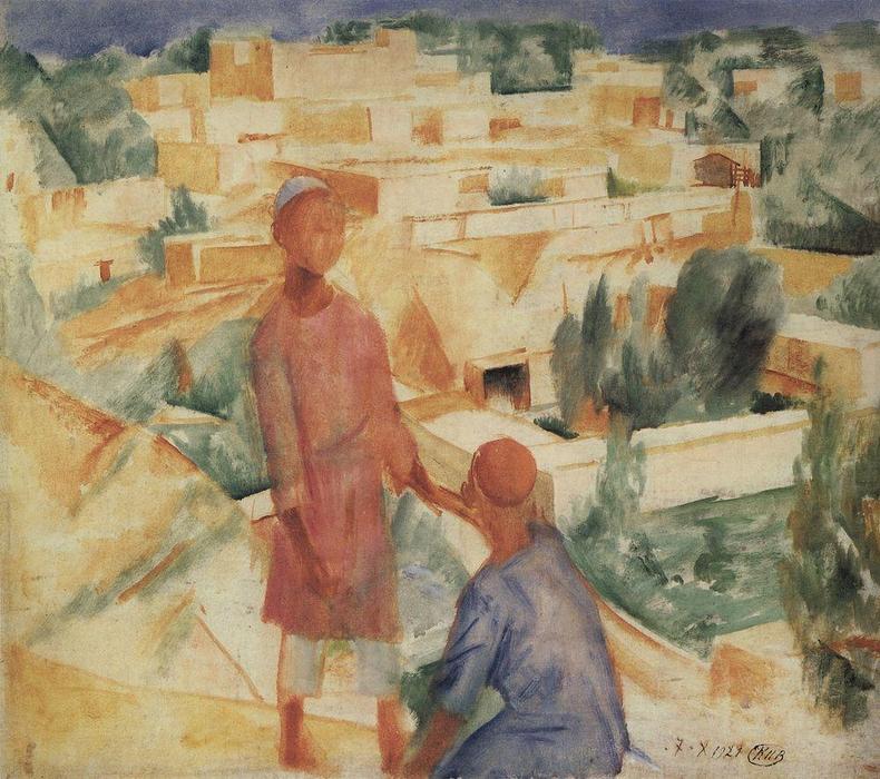 Boys On The Background Of The City — Kuzma Petrov-vodkin