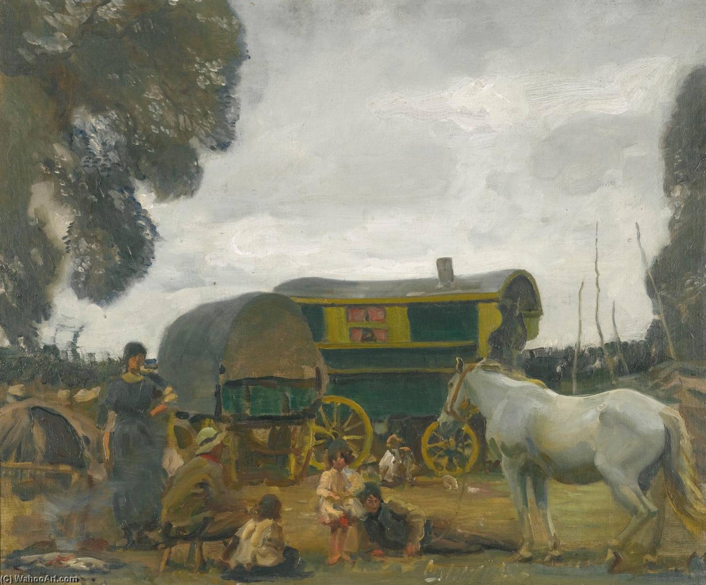 The Green Caravan Hampshire, Hop Picking Gipsies — Sir Alfred James Munnings