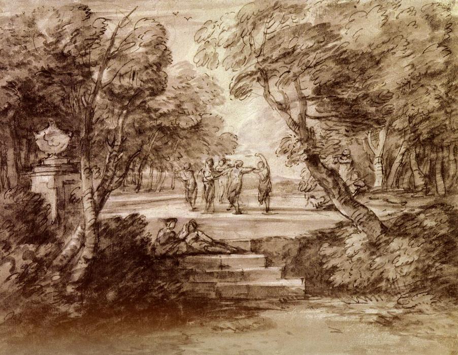 Dancers With Musicians In A Woodland Glade — Tomas Gejnzboro