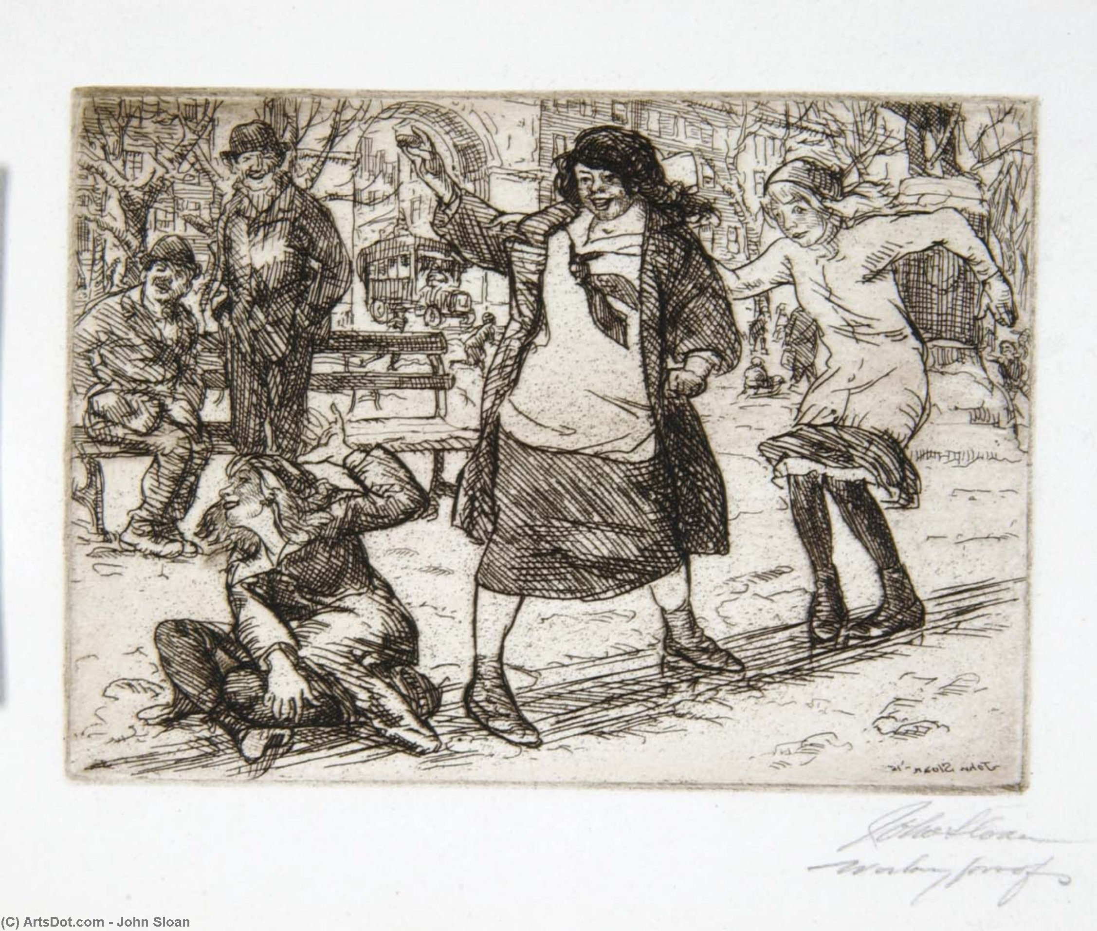 Girls Sliding — John French Sloan