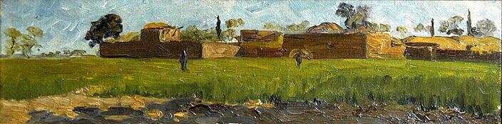 Egypte 1881 Village Près Du Caire (titre Sur Le Cartel) — Joseph-félix Bouchor