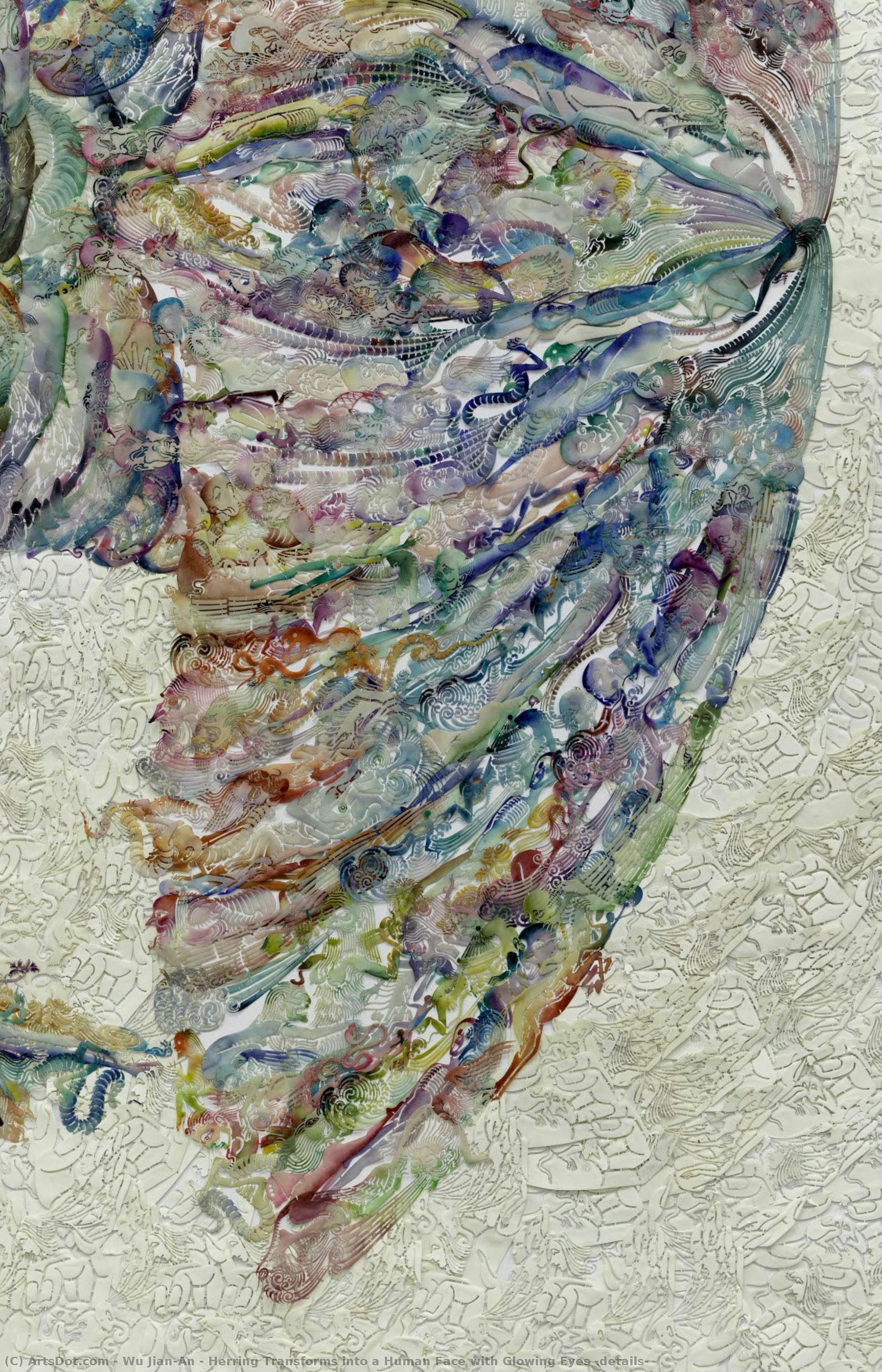 Herring Transforms Into A Human Face With Glowing Eyes (details) — Wu Jian’an