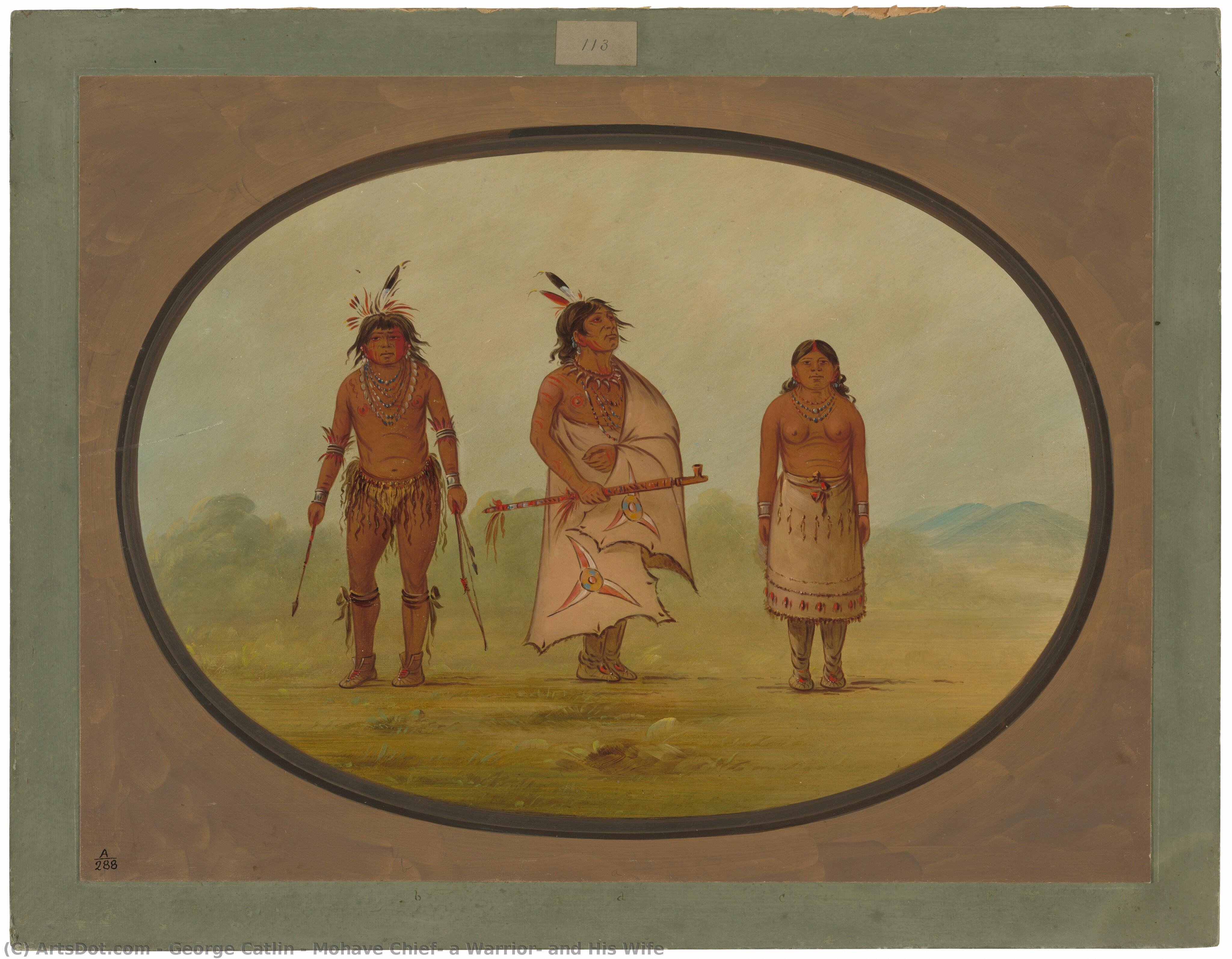 Mohave Chief, A Warrior, And His Wife — George Catlin