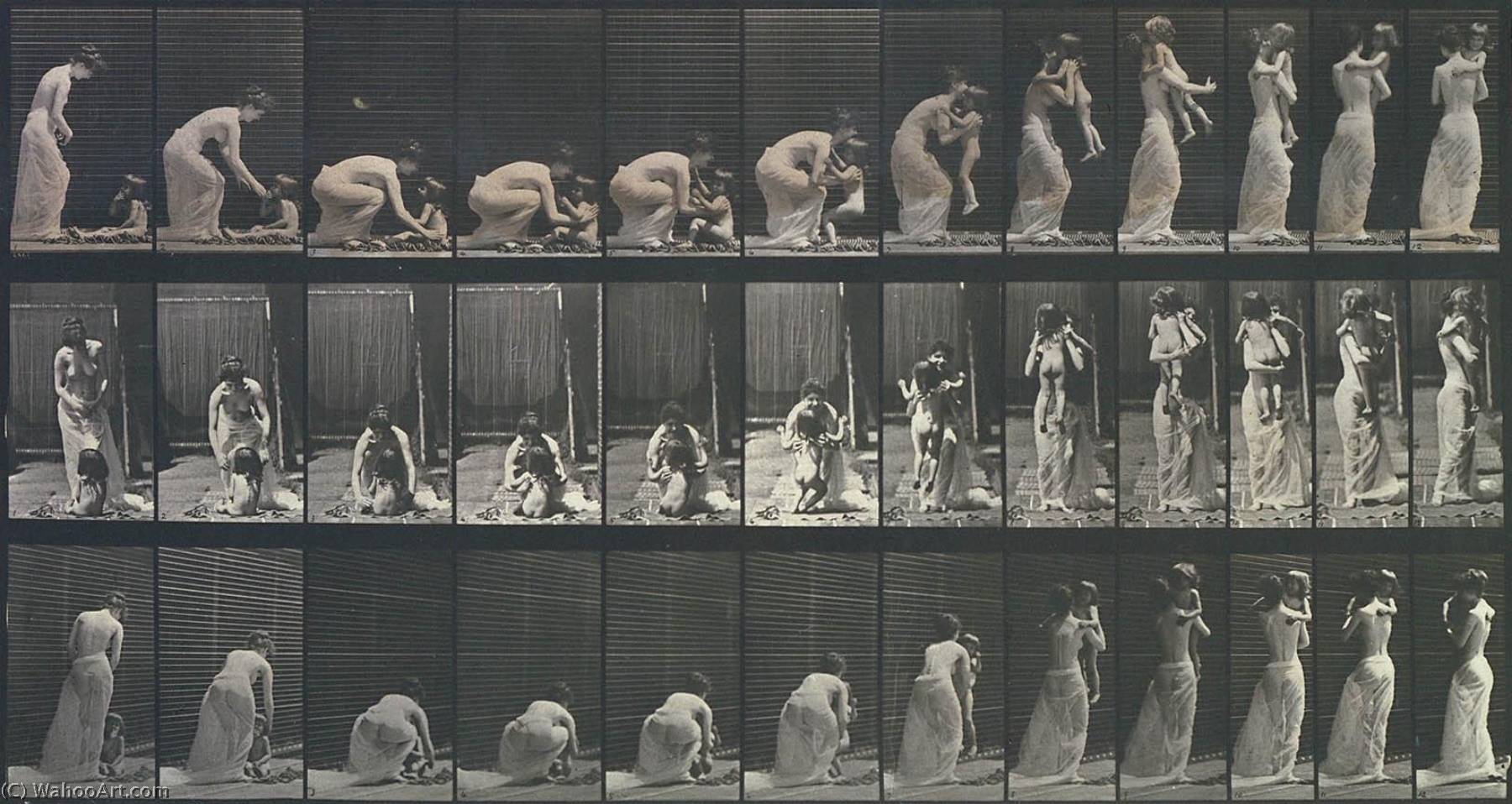 Woman Lifting And Carrying Child, From The Book Animal Locomotion — Eadweard J Muybridge