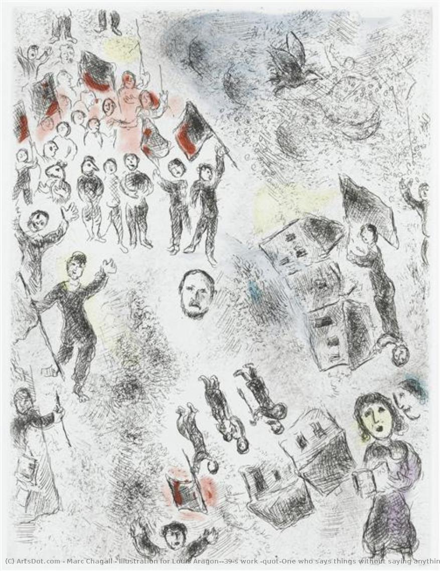 Illustration Für Aragon’s Werk „wer Spricht Ohne Zu Sprechen“ — Marc Chagall