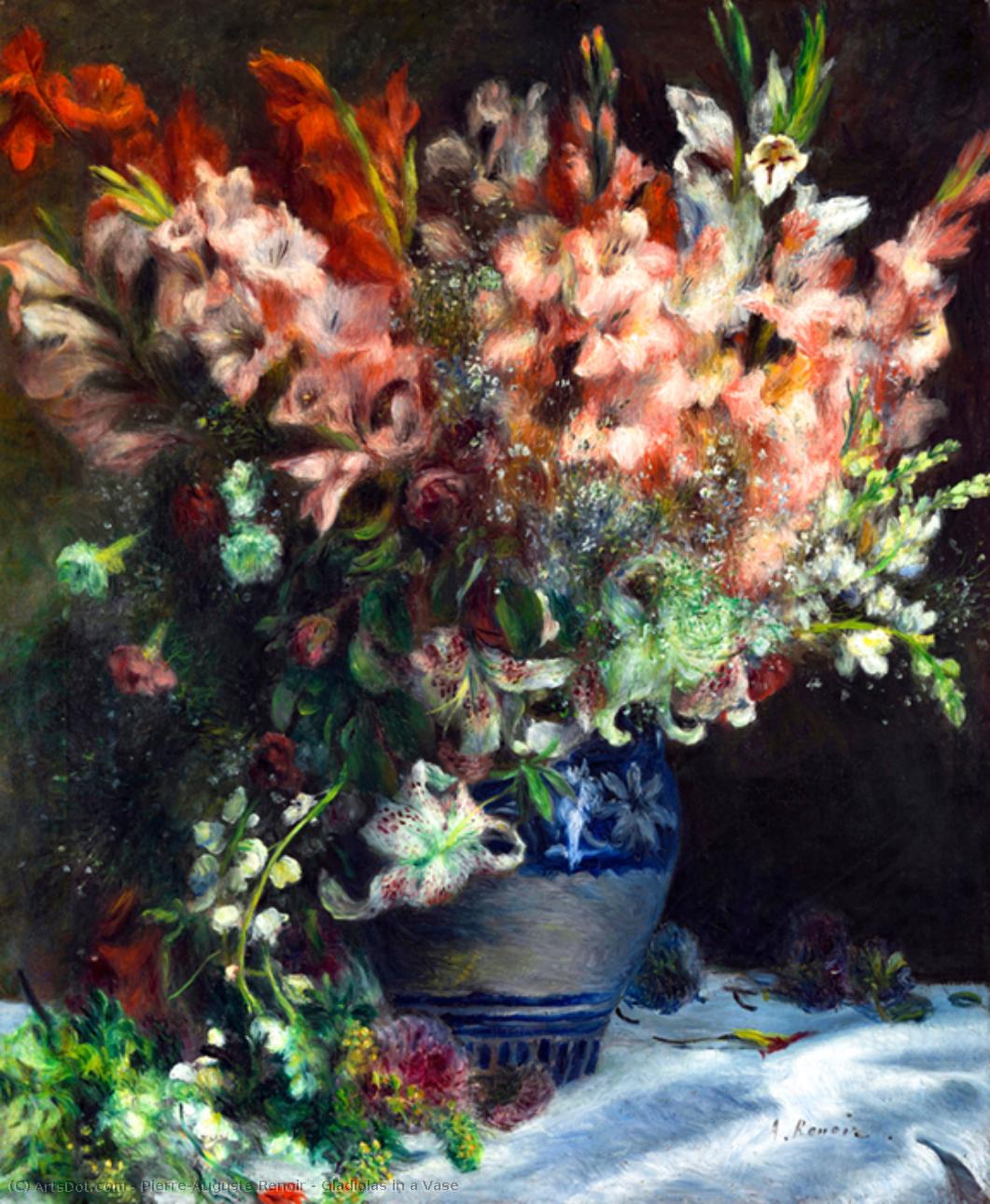 Gladiolas In A Vase — Pjer Ogist Renoar