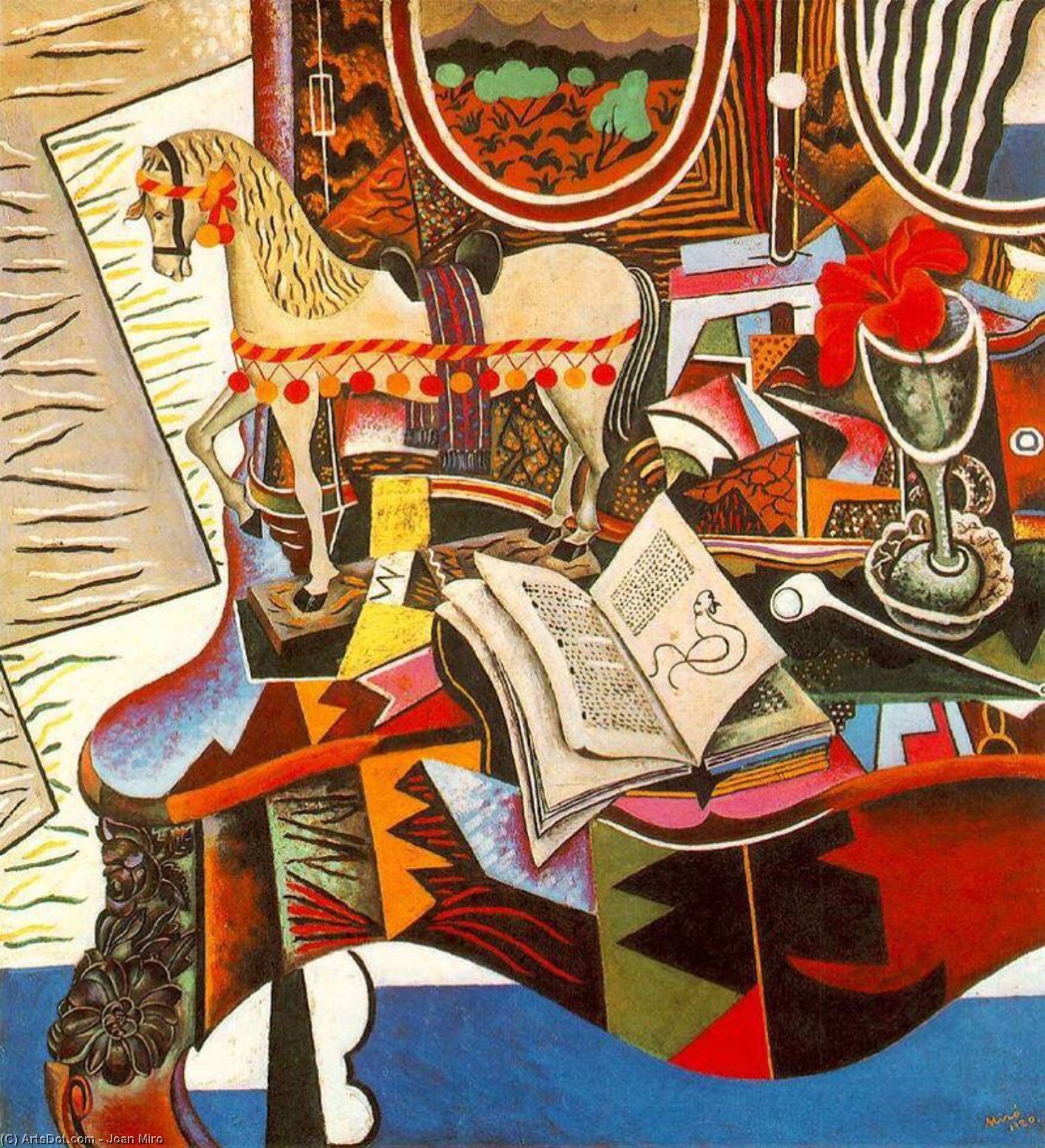 Horse, Pipe And Red Flower — Joan Miró