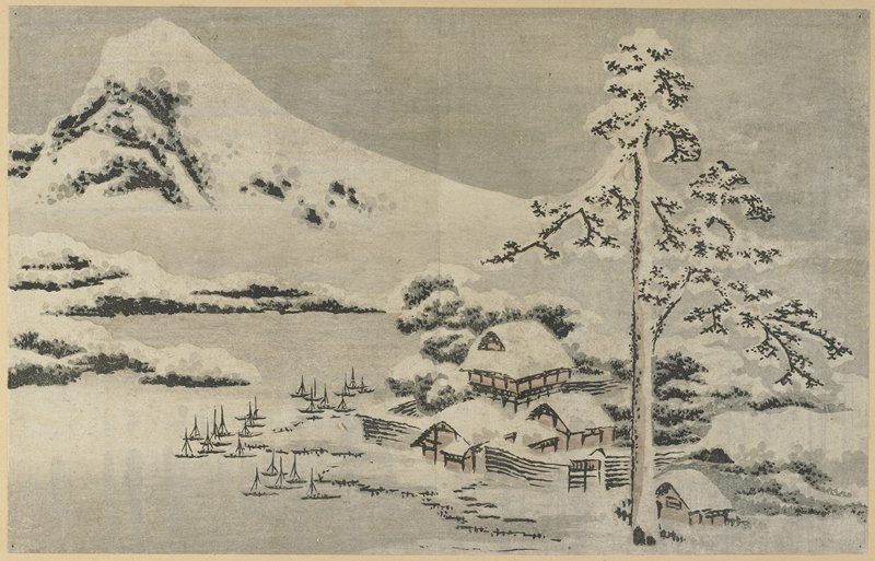 Seaside Village In Snow — Katsushika Hokusai