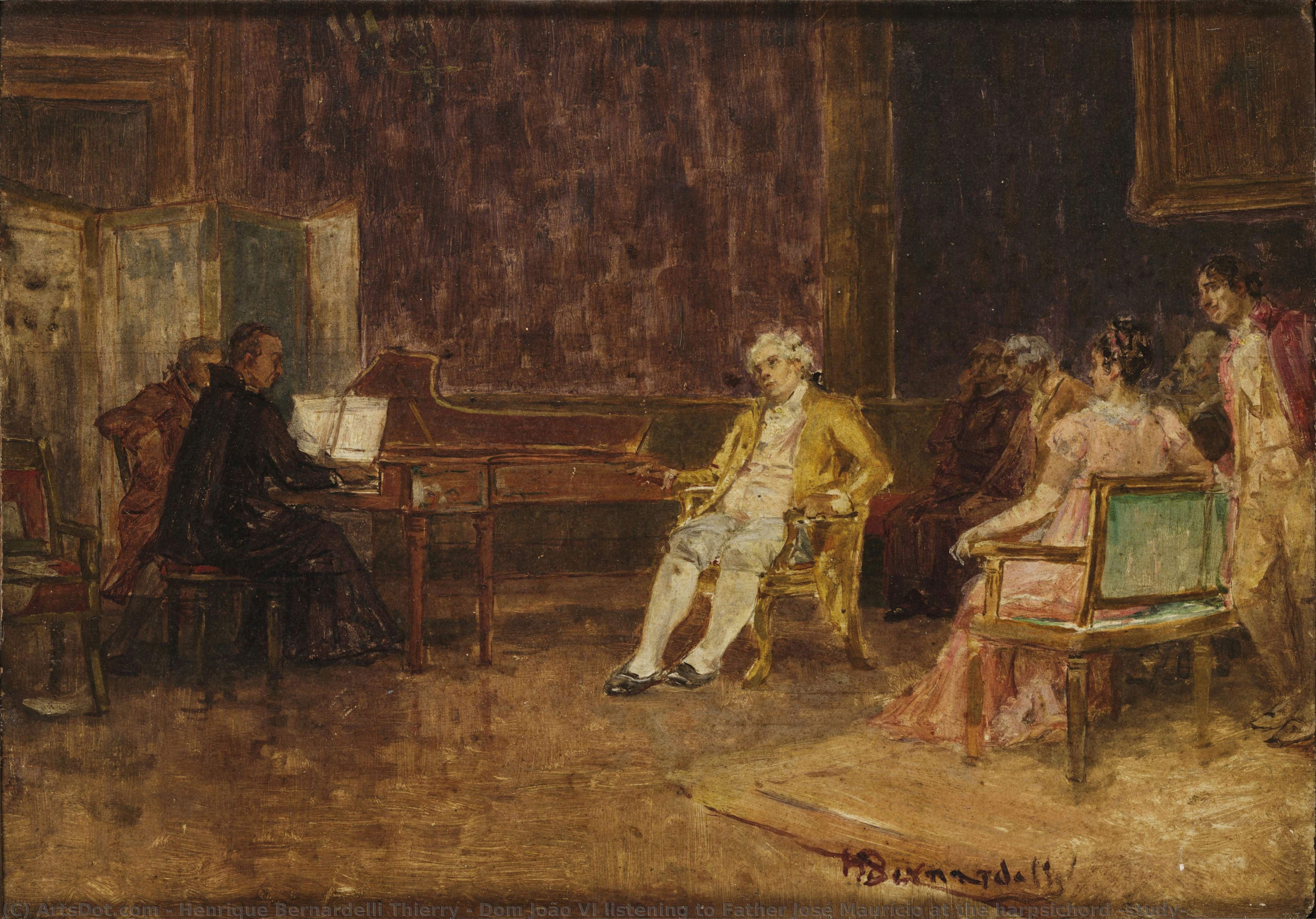 Dom João Vi Listening To Father José Maurício At The Harpsichord (study) — Henrique Bernardelli Thierry