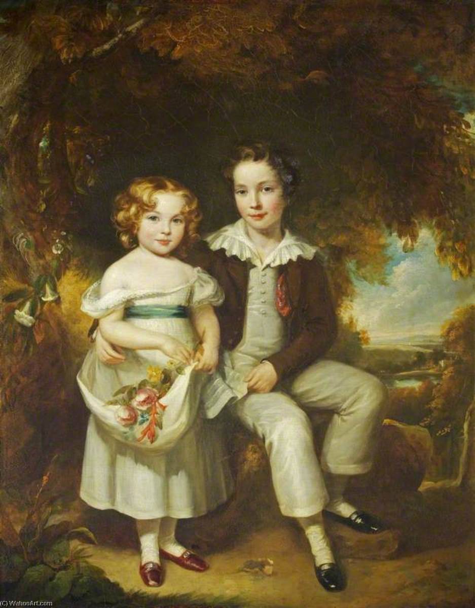 Sir Henry Ainslie Hoare (1824–1894), 5th Bt, And His Sister Georgiana Hoare (d.1905), As Children — Eden Upton Eddis
